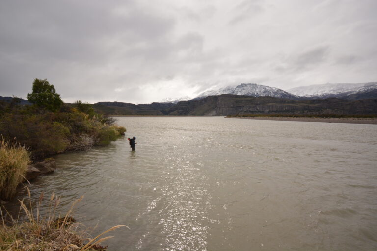 An Angler fly fishing in Patagonia