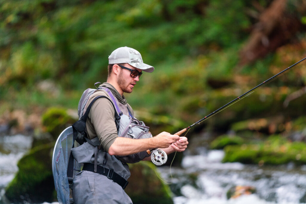 Mike Komara fishing in a fly fishing competition