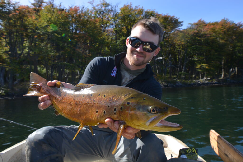 Mike Komara with a Patagonian brown trout