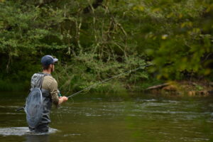 An angler nymphing a Pennsylvania river